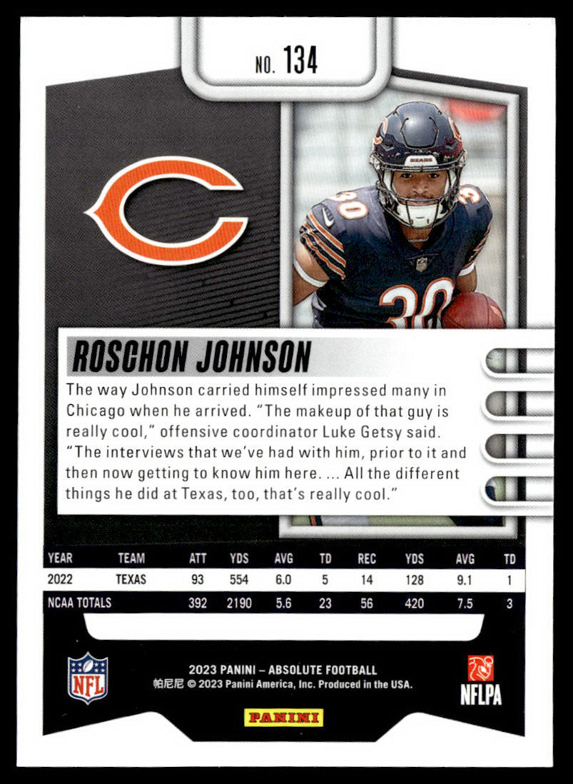 2023 Panini Absolute #134 Roschon Johnson Retail  Krazy King Collectibles LLC   