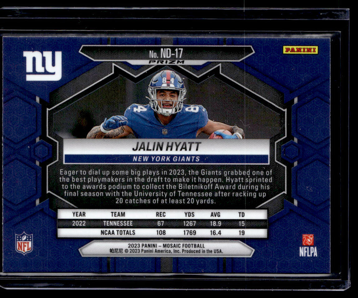 2023 Panini Mosaic #ND-17 Jalin Hyatt Reactive Yellow Mosaic  Krazy King Collectibles LLC   