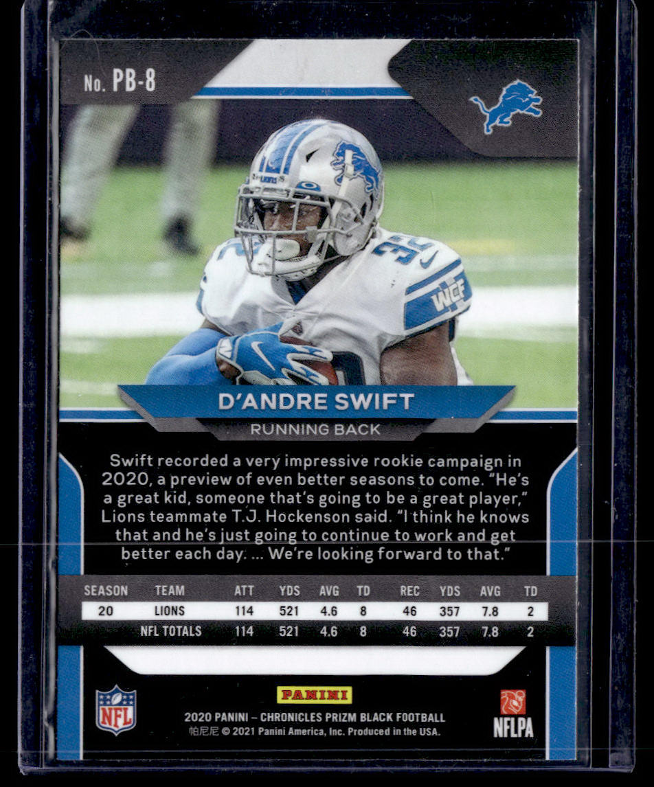 2020 Panini Chronicles #PB-8 D'Andre Swift Prizm Black  Krazy King Collectibles LLC   