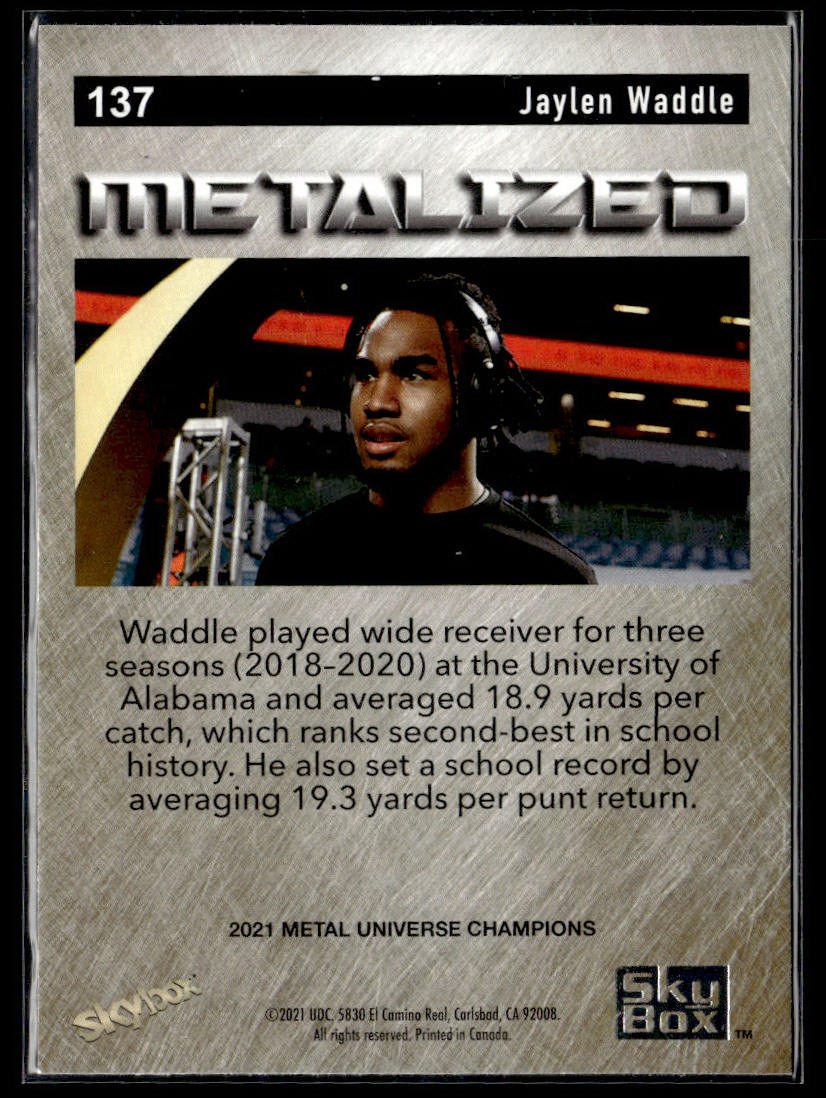 2021 SkyBox Metal Universe Champions #137 Jaylen Waddle  Krazy King Collectibles LLC   