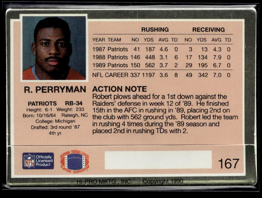 1990 Action Packed #167 Robert Perryman  Krazy King Collectibles LLC   