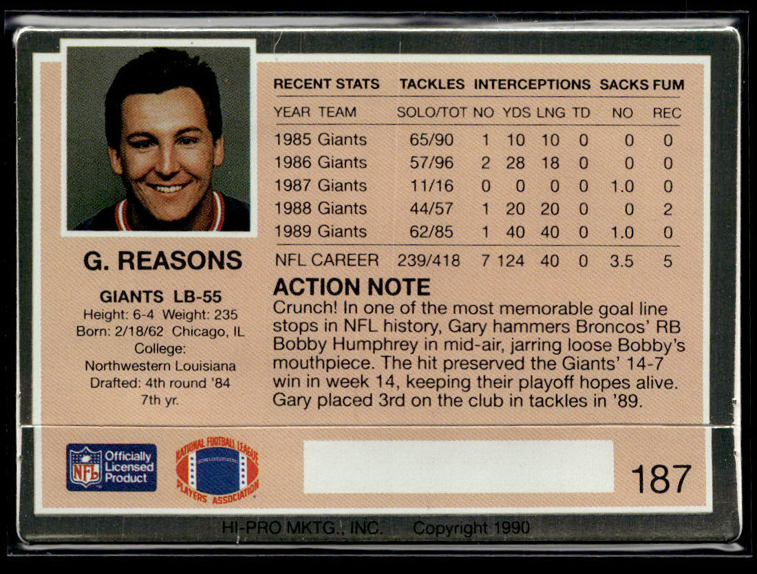 1990 Action Packed #187 Gary Reasons  Krazy King Collectibles LLC   