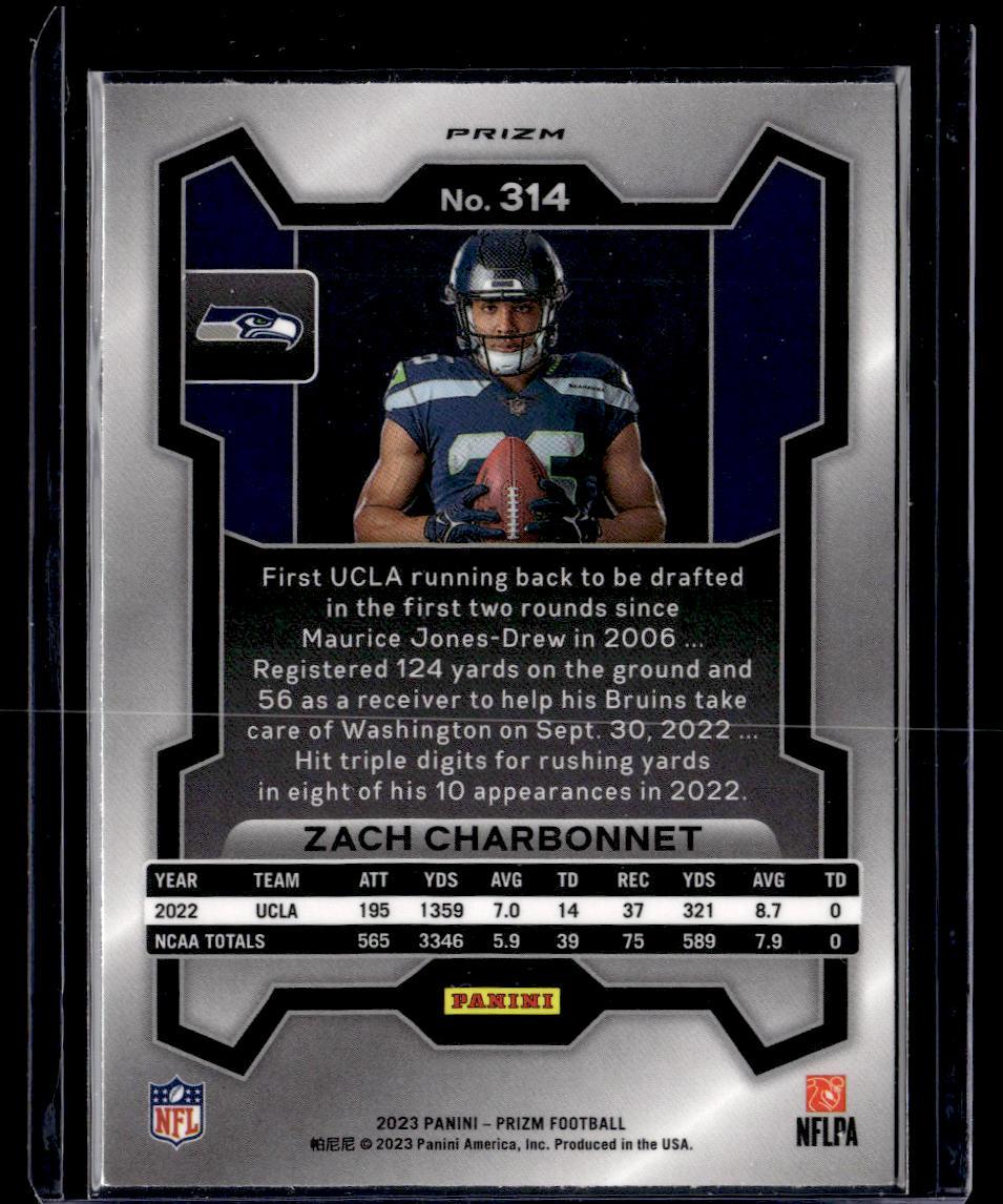 2023 Panini Prizm #314 Zach Charbonnet Rookie Variations Prizms Silver  Krazy King Collectibles LLC   