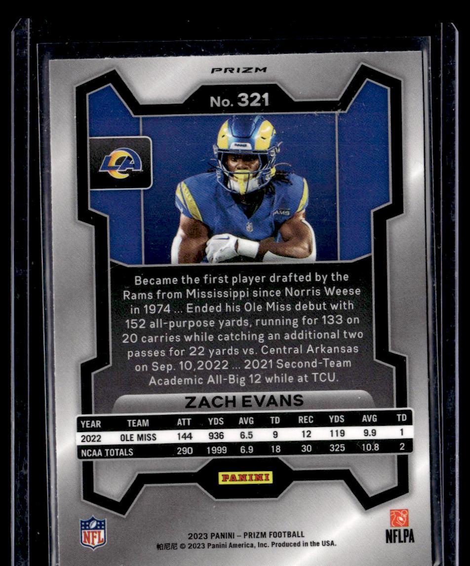 2023 Panini Prizm #321 Zach Evans Rookie Variations Prizms Silver  Krazy King Collectibles LLC   