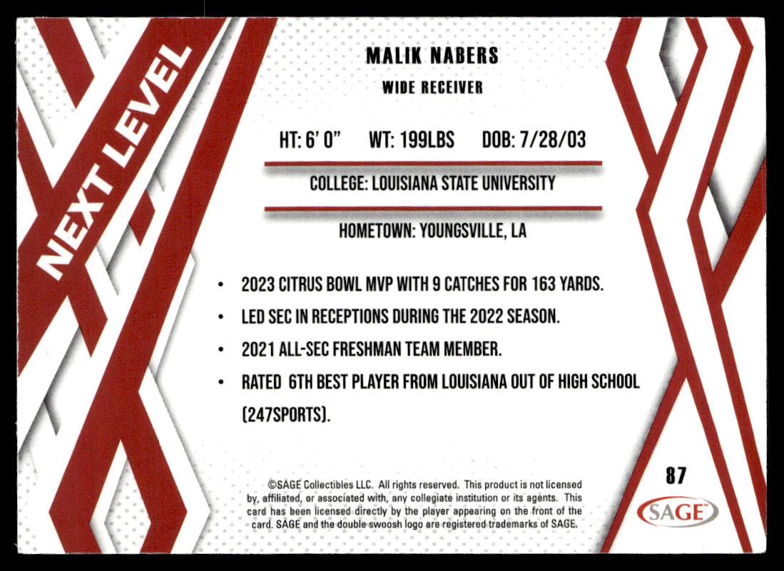 2024 SAGE HIT #87 Malik Nabers  Krazy King Collectibles LLC   