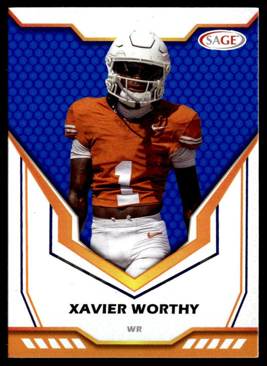 2024 SAGE HIT #34 Xavier Worthy Blue  Krazy King Collectibles LLC   