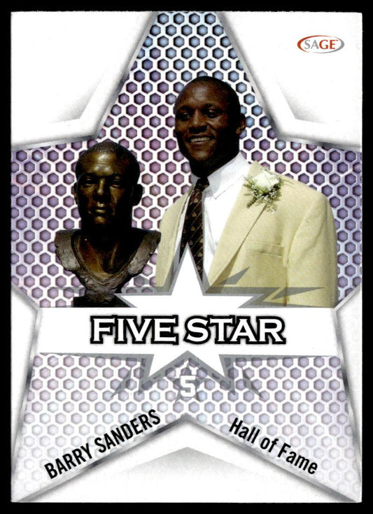 2024 SAGE HIT #FS-5 Barry Sanders Five Star Silver  Krazy King Collectibles LLC   