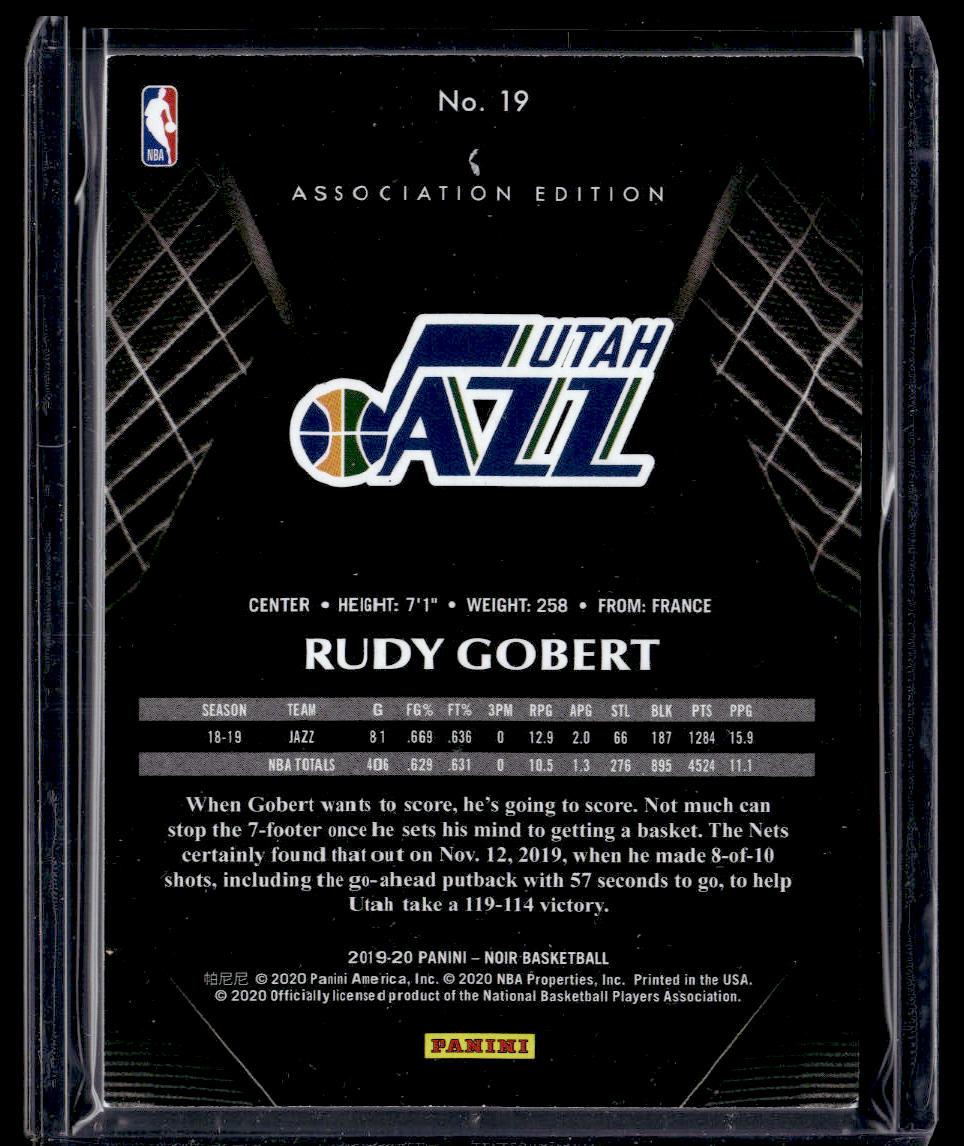 2019-20 Panini Noir #19 Rudy Gobert #/99  Krazy King Collectibles LLC   