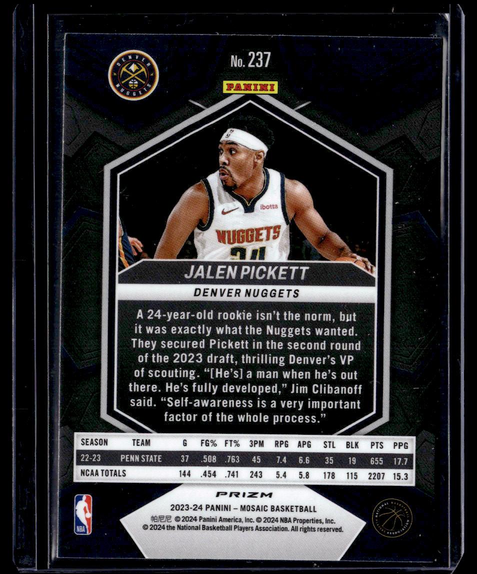 2023-24 Panini Mosaic #237 Jalen Pickett Silver Prizm  Krazy King Collectibles LLC   