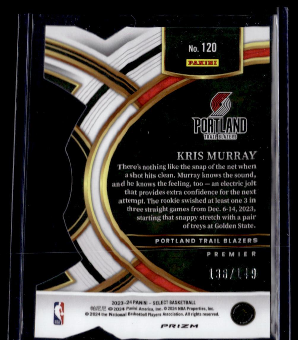 2023-24 Panini Select #120 Kris Murray White Prizms Die Cut #/149  Krazy King Collectibles LLC   