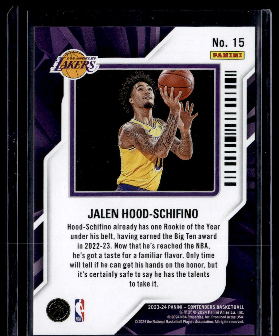 2023-24 Panini Contenders #15 Jalen Hood-Schifino Rookie of the Year Contenders  Krazy King Collectibles LLC   