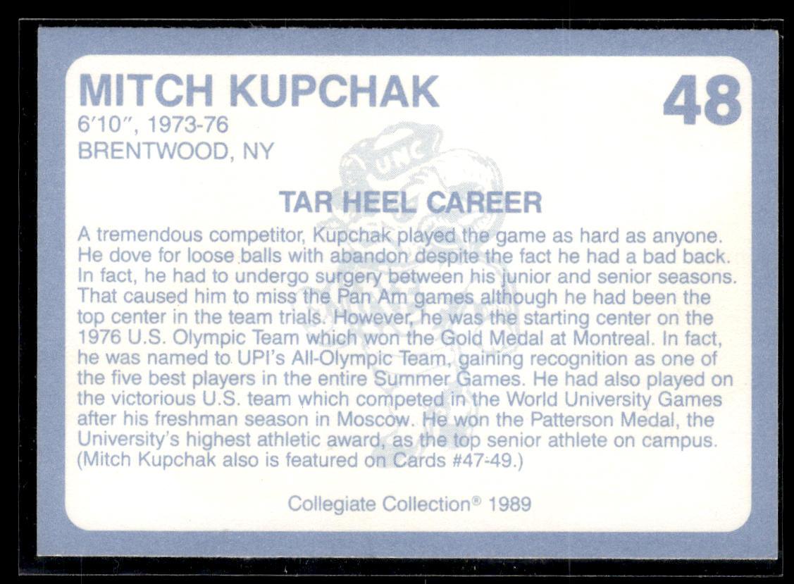 1989 Collegiate Collection North Carolina's Finest #48 Mitch Kupchak  Krazy King Collectibles LLC   