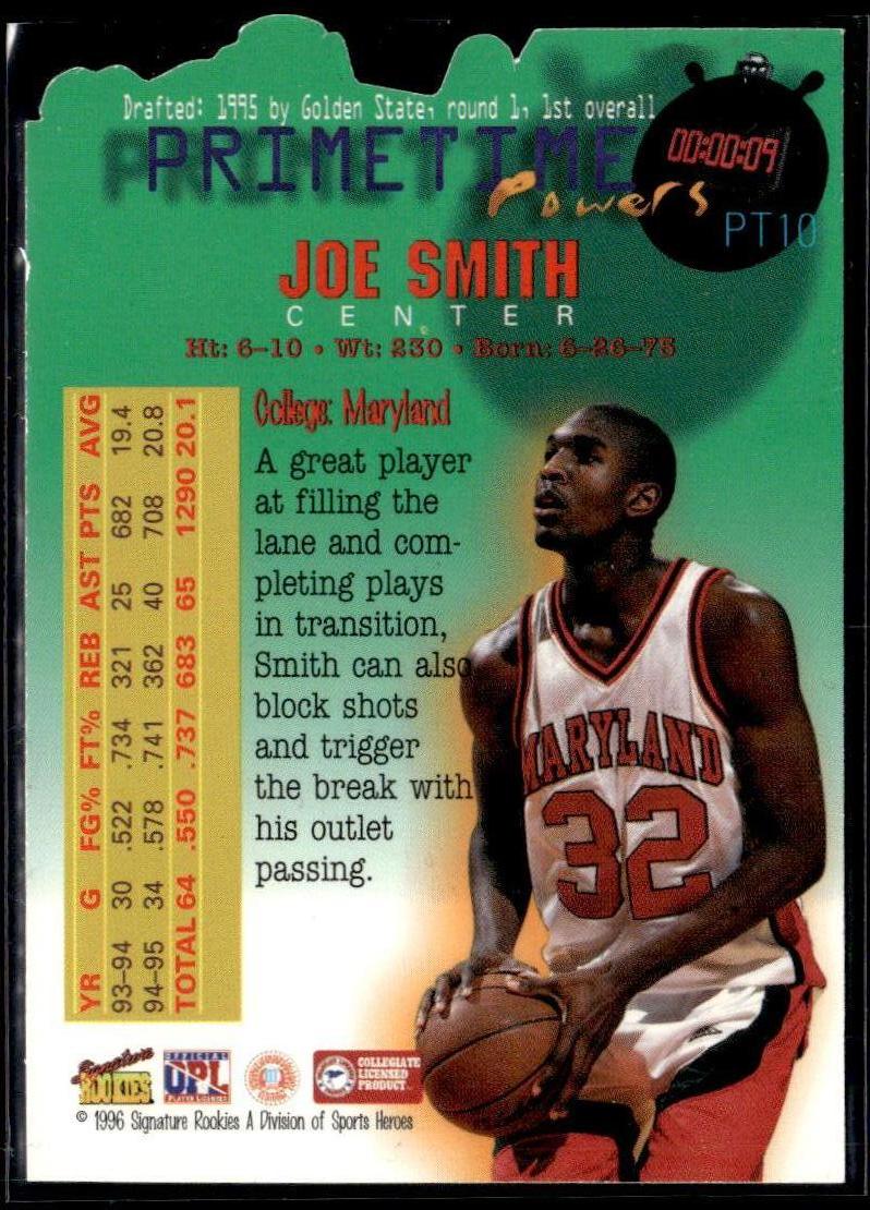 1996 Signature Rookies Premier #PT10 Joe Smith Primetime Powers  Krazy King Collectibles LLC   