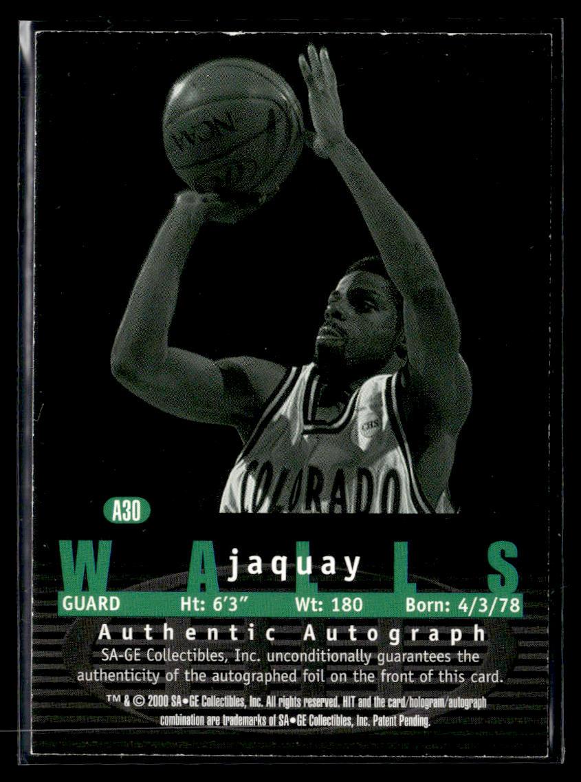 2000 SAGE HIT #A30 Jaquay Walls Autographs Emerald Cut  Krazy King Collectibles LLC   