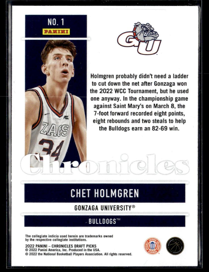 2022 Panini Chronicles Draft Picks #1 Chet Holmgren  Krazy King Collectibles LLC   