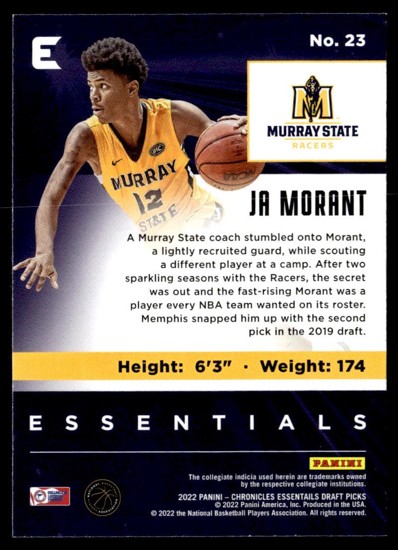 2022 Panini Chronicles Draft Picks #23 Ja Morant Essentials  Krazy King Collectibles LLC   