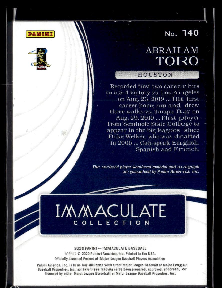 2020 Immaculate Collection #140 Abraham Toro Rookie Patch Autographs Button #/4  Krazy King Collectibles LLC   