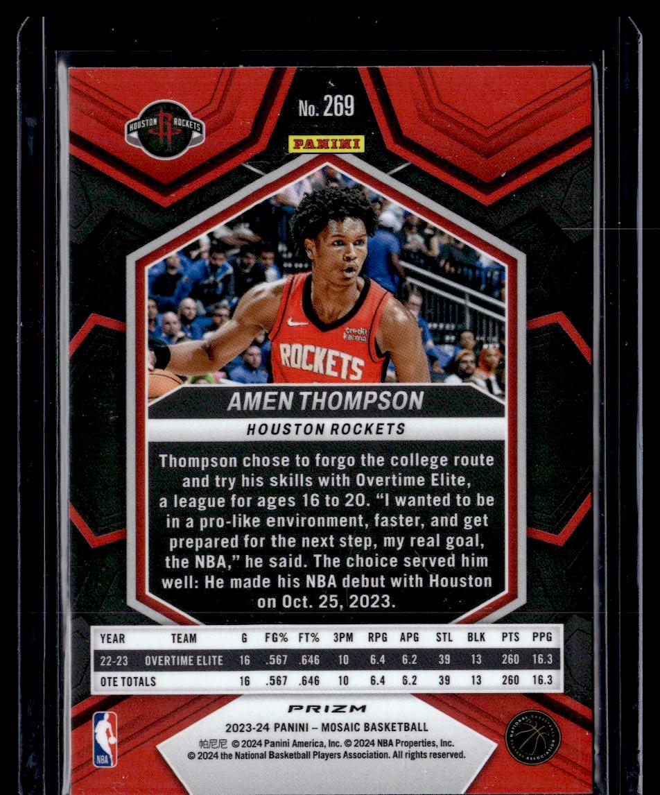 2023-24 Panini Mosaic #269 Amen Thompson NBA Debut Green Mosaic  Krazy King Collectibles LLC   