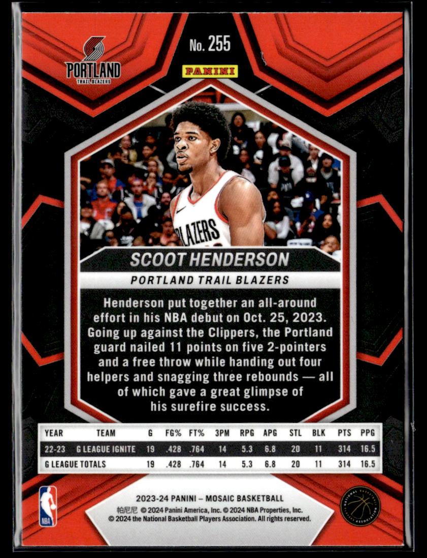 2023-24 Panini Mosaic #255 Scoot Henderson  Krazy King Collectibles LLC   