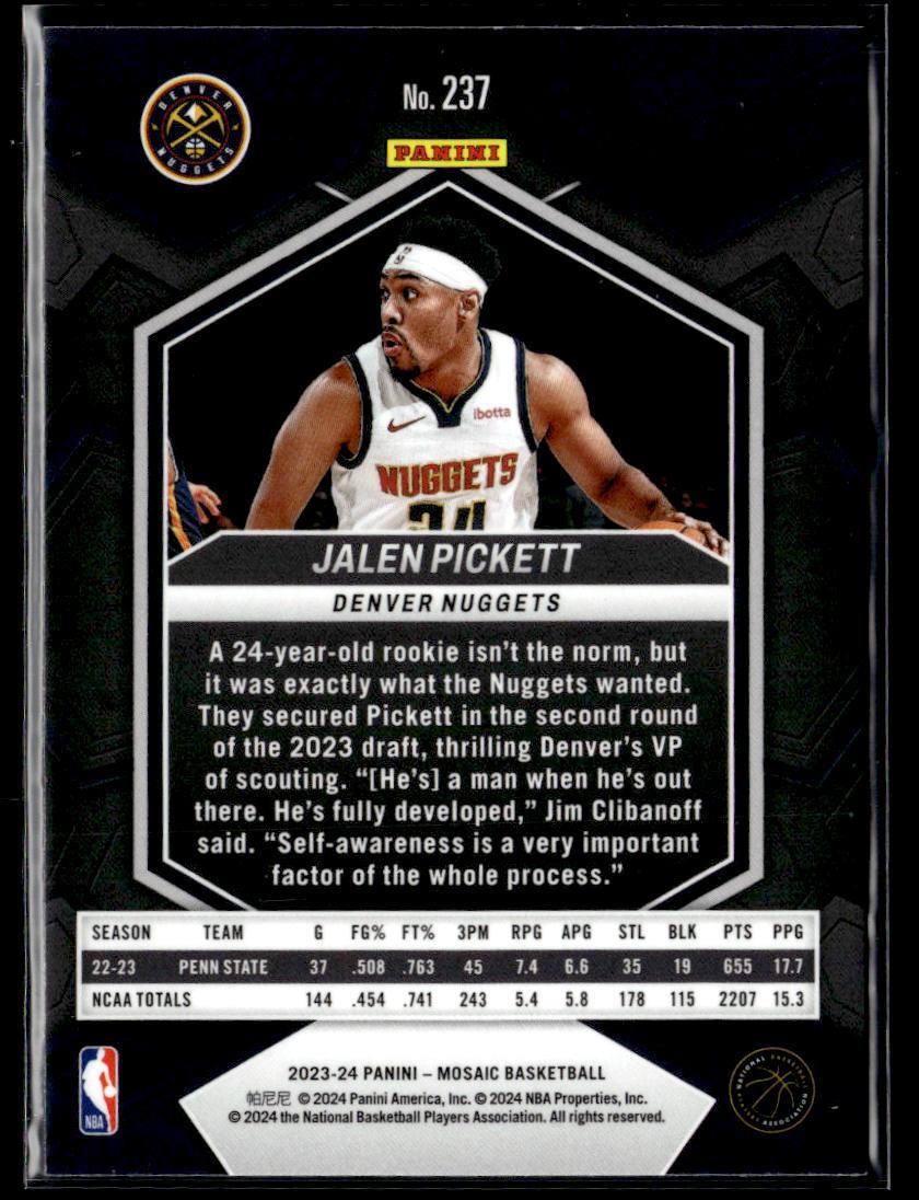 2023-24 Panini Mosaic #237 Jalen Pickett  Krazy King Collectibles LLC   