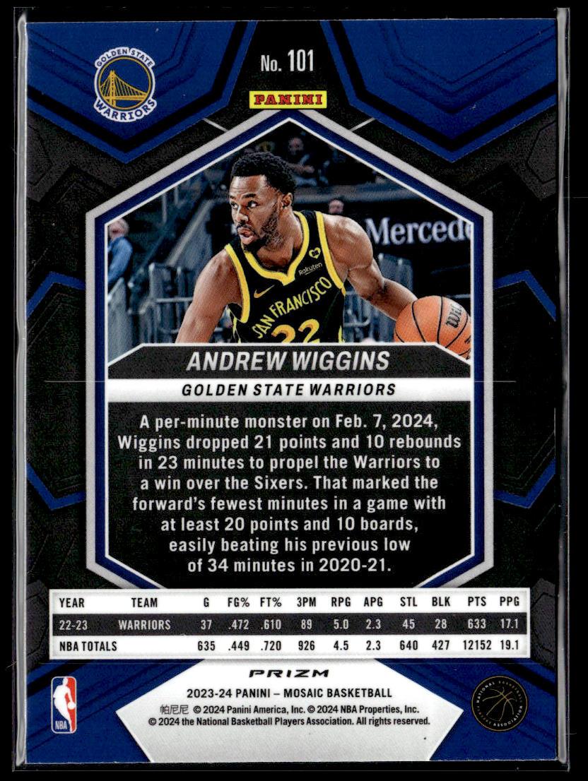 2023-24 Panini Mosaic #101 Andrew Wiggins Reactive Blue  Krazy King Collectibles LLC   