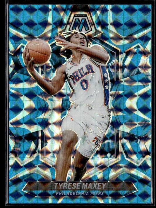 2023-24 Panini Mosaic #79 Tyrese Maxey Reactive Blue  Krazy King Collectibles LLC   