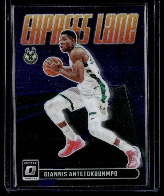 2023-24 Donruss Optic #23 Giannis Antetokounmpo Express Lane Purple  Krazy King Collectibles LLC   