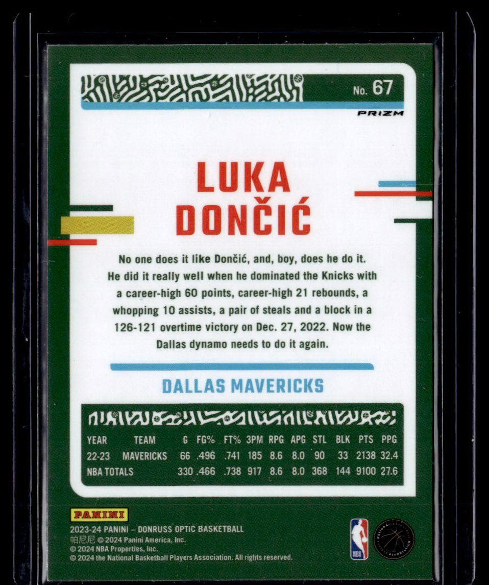 2023-24 Donruss Optic #67 Luka Doncic Purple  Krazy King Collectibles LLC   