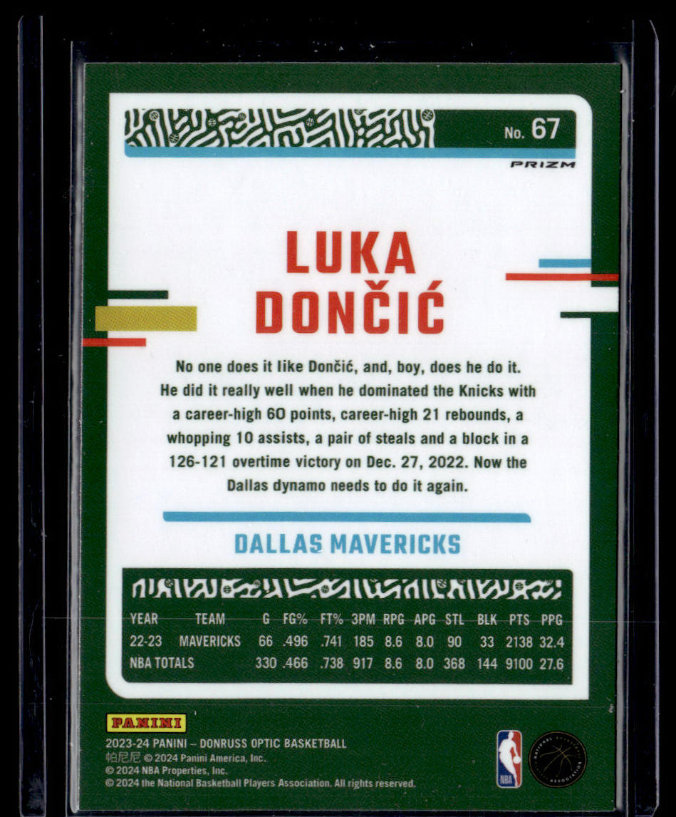 2023-24 Donruss Optic #67 Luka Doncic Holo  Krazy King Collectibles LLC   