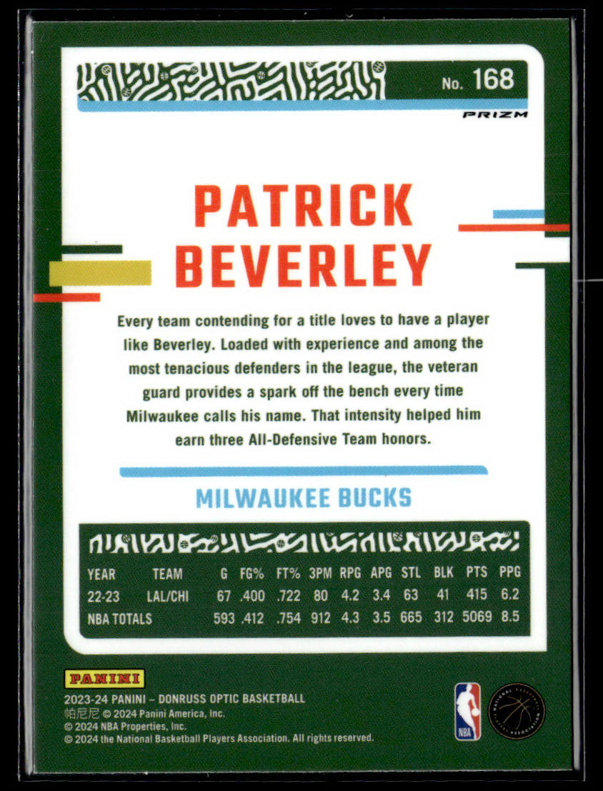 2023-24 Donruss Optic #168 Patrick Beverley Purple  Krazy King Collectibles LLC   