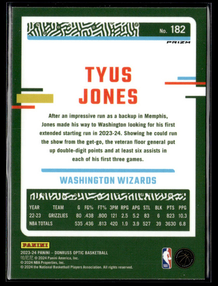 2023-24 Donruss Optic #182 Tyus Jones Purple  Krazy King Collectibles LLC   