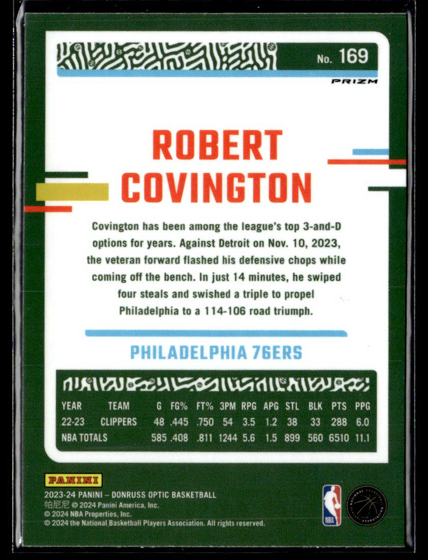 2023-24 Donruss Optic #169 Robert Covington Purple  Krazy King Collectibles LLC   