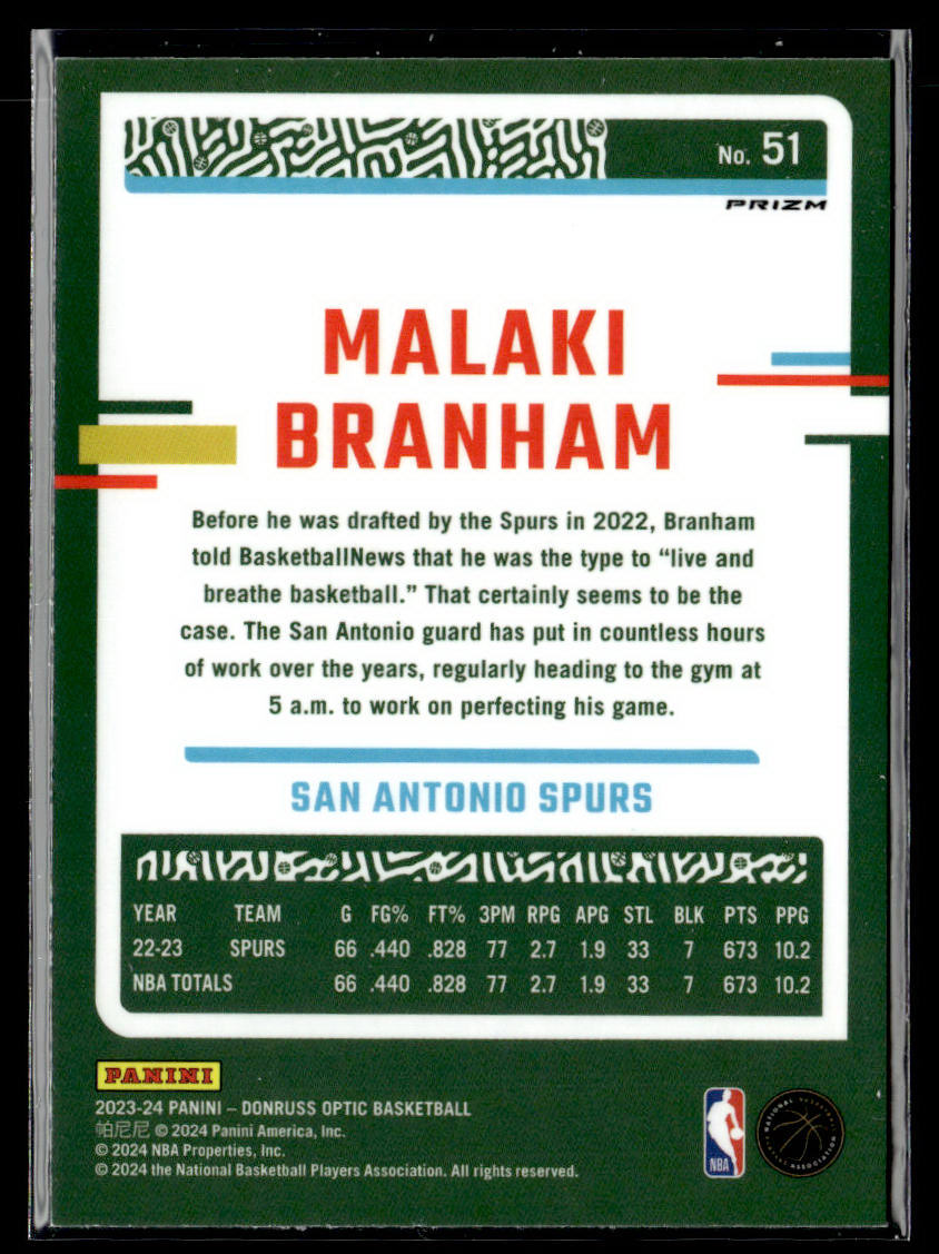 2023-24 Donruss Optic #51 Malaki Branham Purple  Krazy King Collectibles LLC   