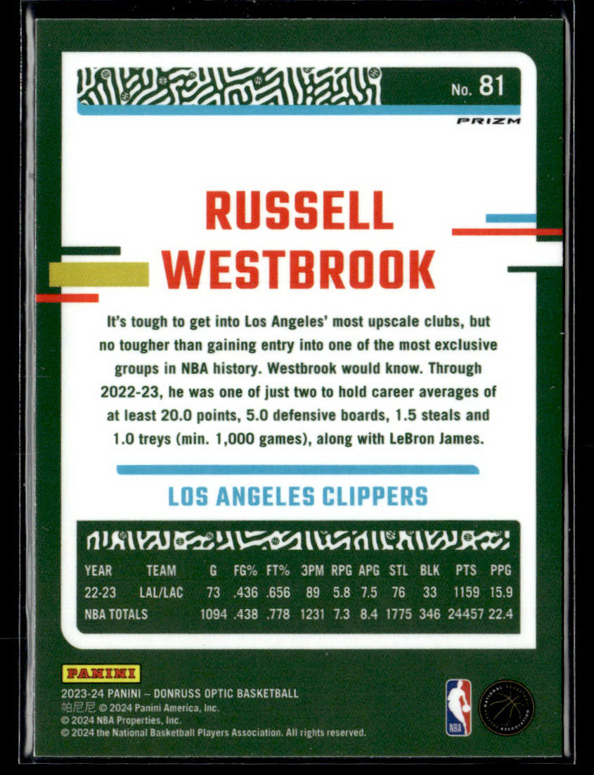 2023-24 Donruss Optic #81 Russell Westbrook Holo  Krazy King Collectibles LLC   