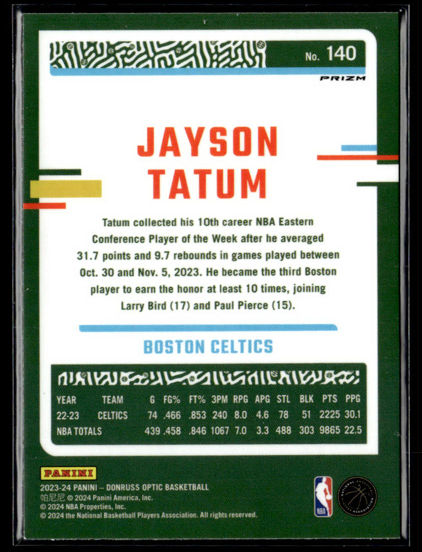 2023-24 Donruss Optic #140 Jayson Tatum Holo  Krazy King Collectibles LLC   