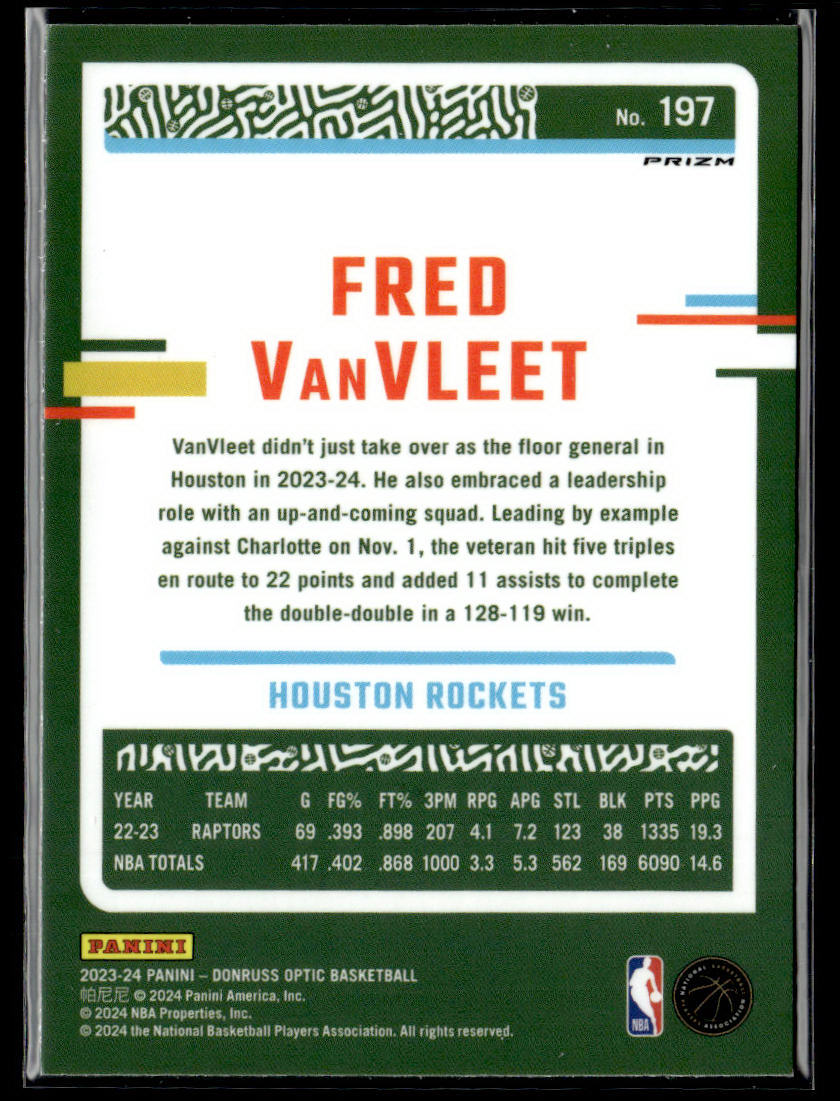 2023-24 Donruss Optic #197 Fred VanVleet Holo  Krazy King Collectibles LLC   