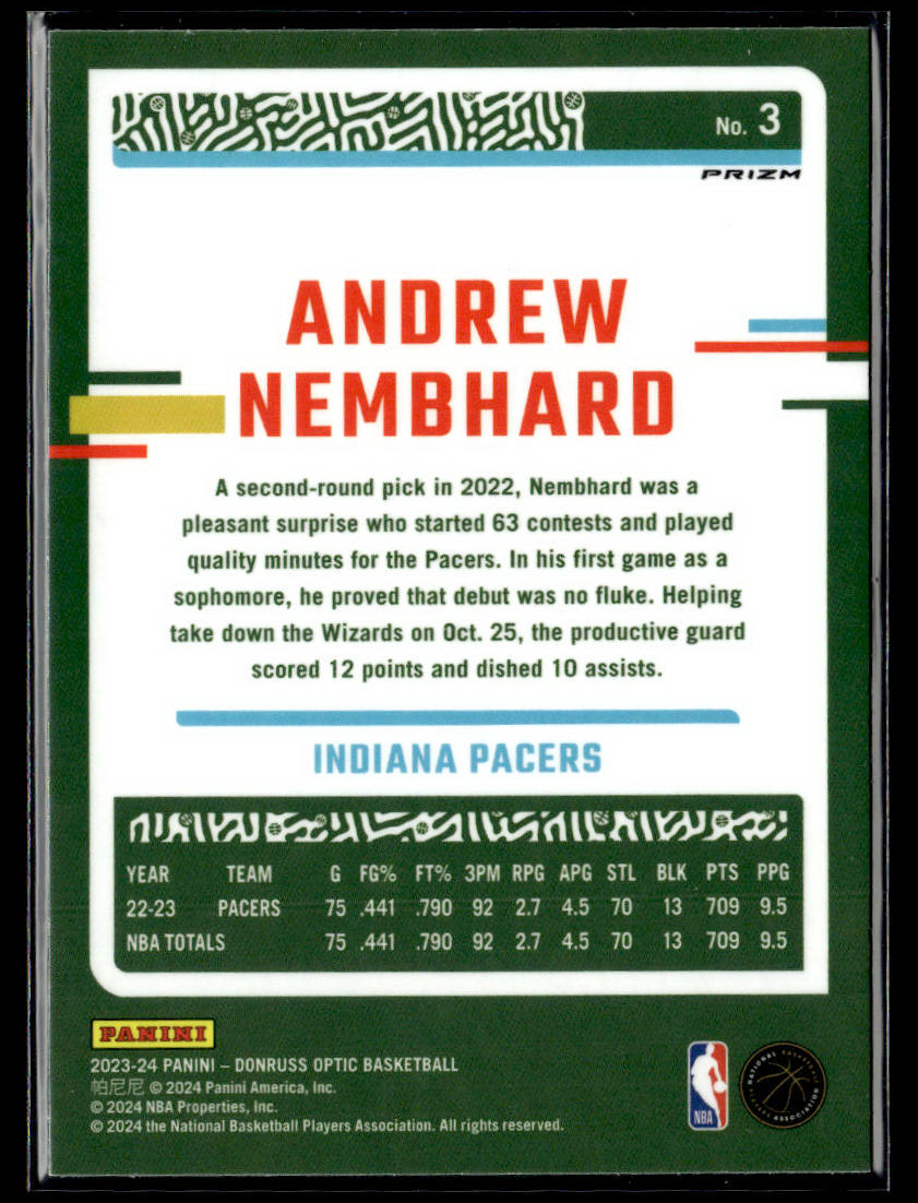 2023-24 Donruss Optic #3 Andrew Nembhard Holo  Krazy King Collectibles LLC   