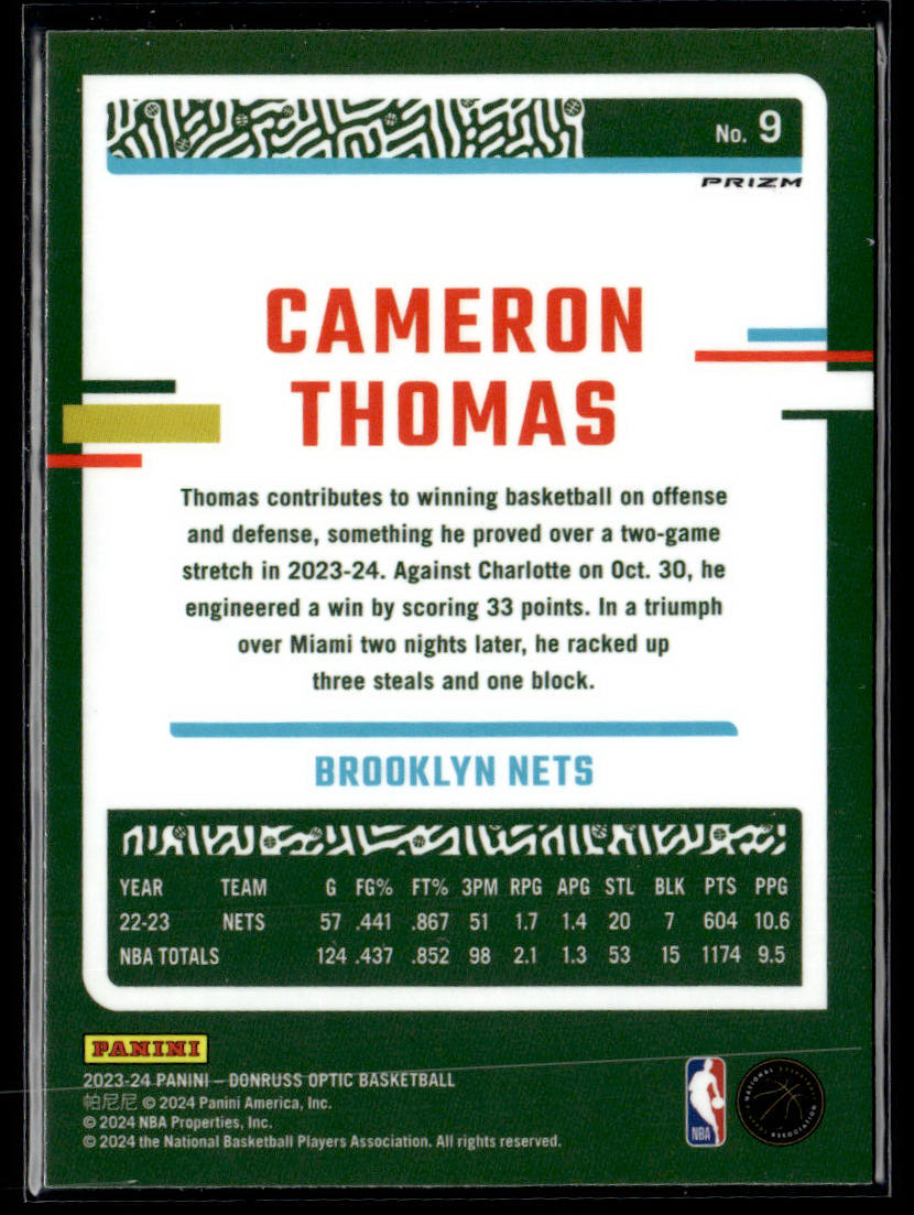 2023-24 Donruss Optic #9 Cameron Thomas Holo  Krazy King Collectibles LLC   