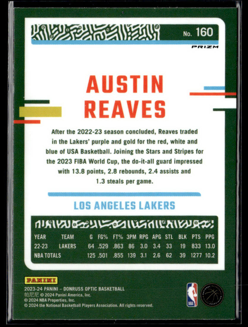 2023-24 Donruss Optic #160 Austin Reaves Holo  Krazy King Collectibles LLC   