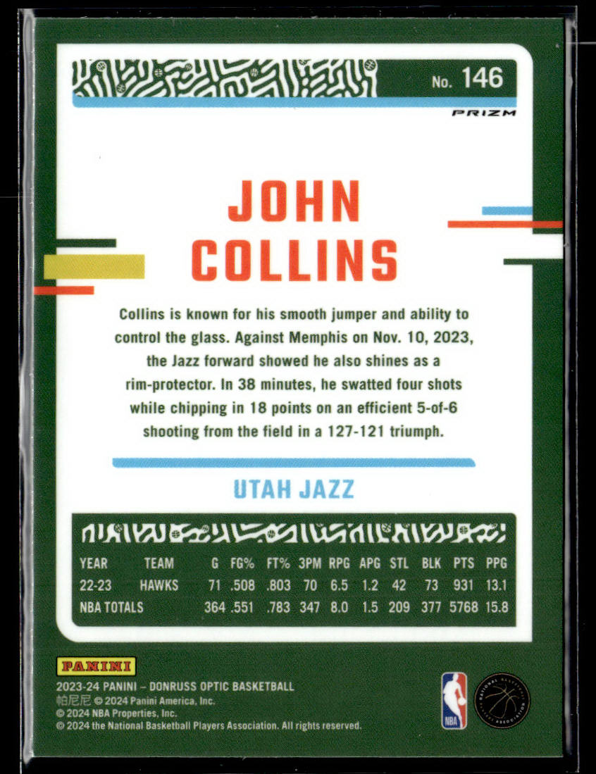 2023-24 Donruss Optic #146 John Collins Holo  Krazy King Collectibles LLC   