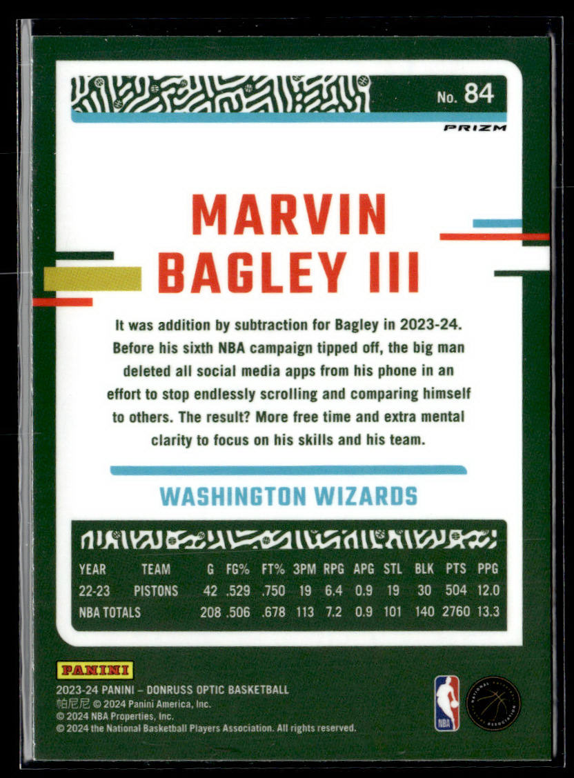 2023-24 Donruss Optic #84 Marvin Bagley III Holo  Krazy King Collectibles LLC   