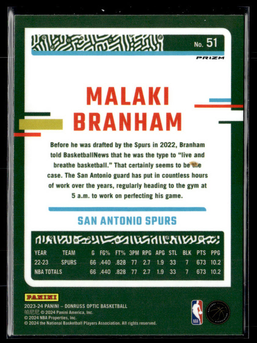 2023-24 Donruss Optic #51 Malaki Branham Holo  Krazy King Collectibles LLC   