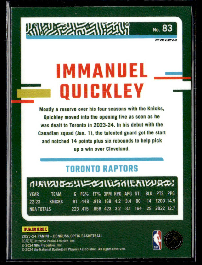 2023-24 Donruss Optic #83 Immanuel Quickley Holo  Krazy King Collectibles LLC   