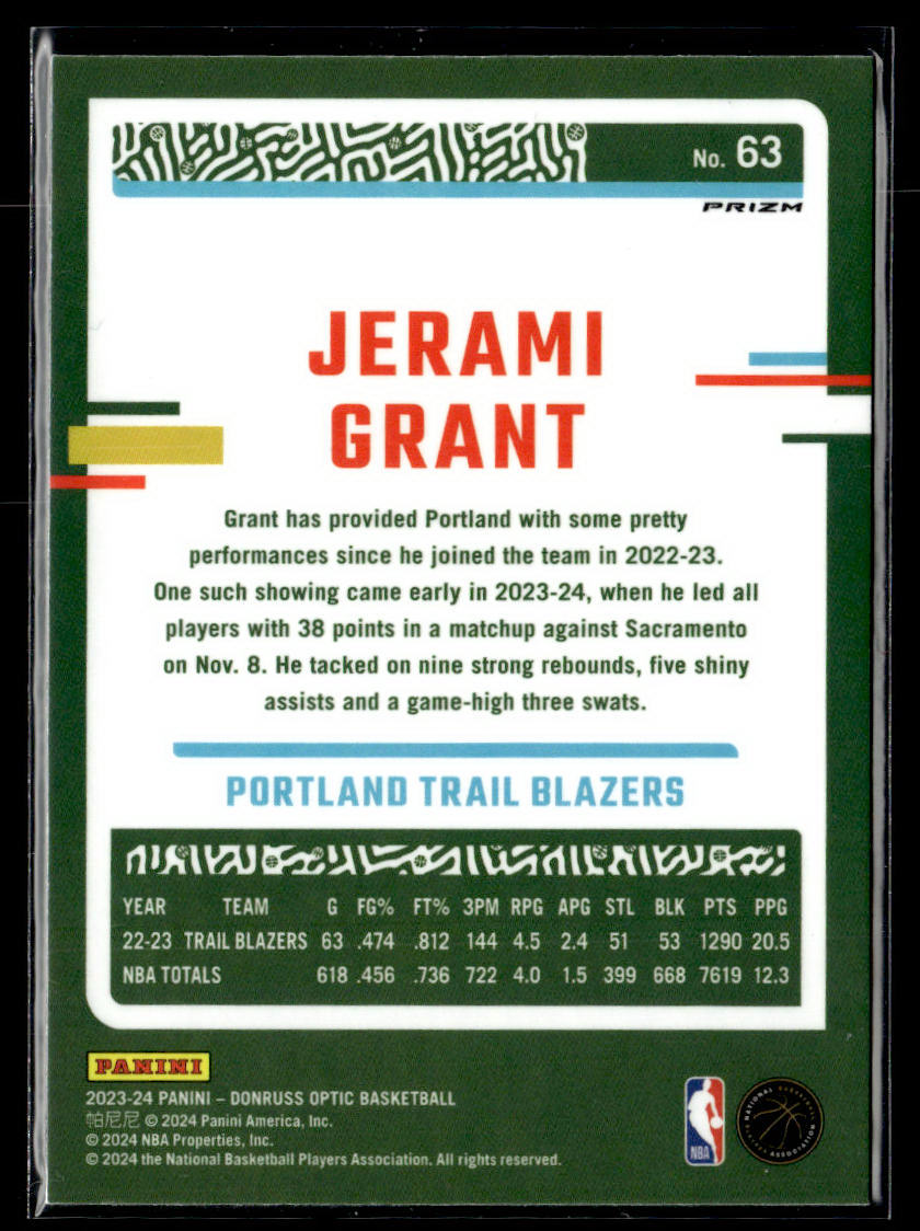 2023-24 Donruss Optic #63 Jerami Grant Holo  Krazy King Collectibles LLC   