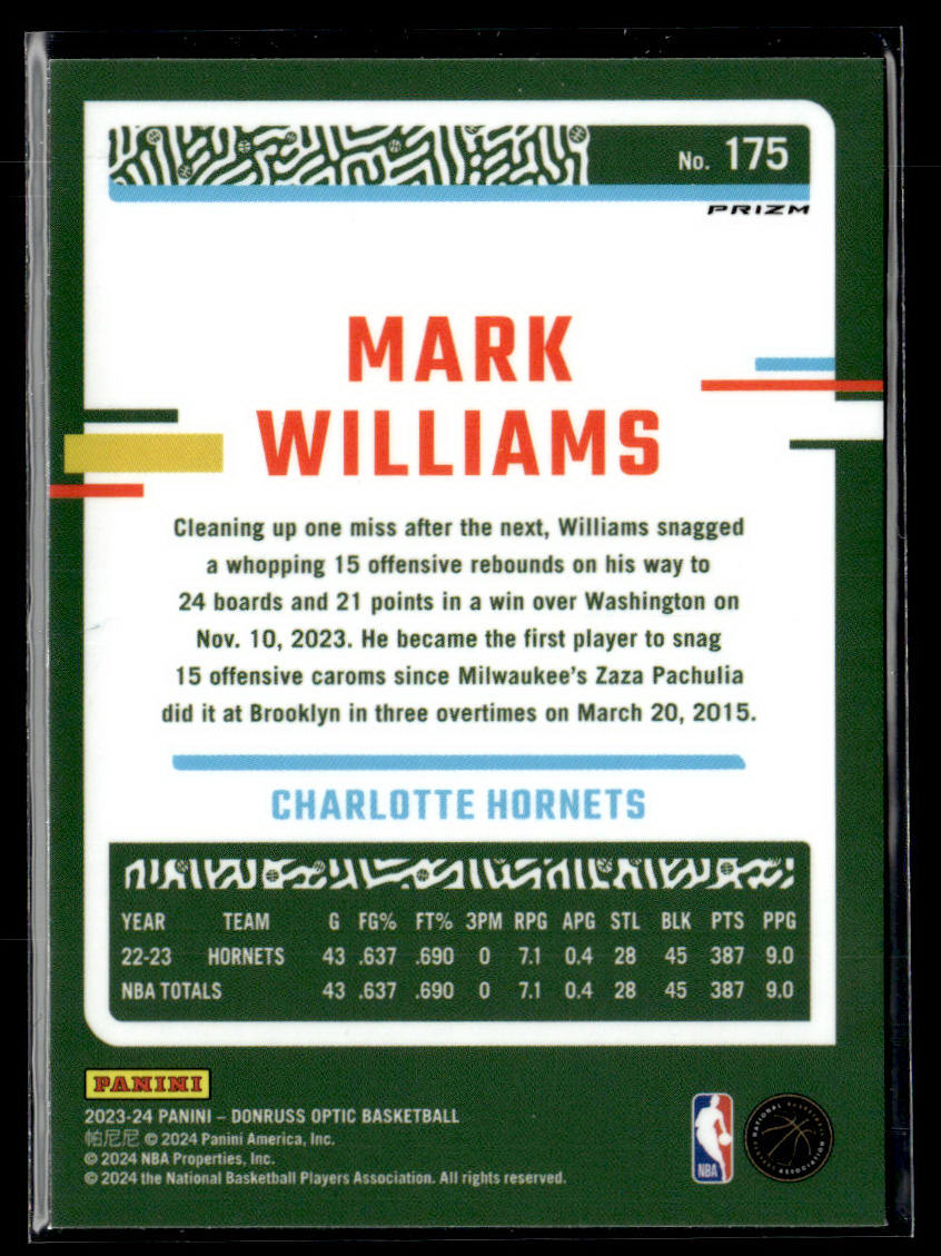 2023-24 Donruss Optic #175 Mark Williams Holo  Krazy King Collectibles LLC   