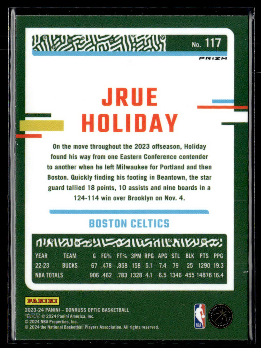 2023-24 Donruss Optic #117 Jrue Holiday Holo  Krazy King Collectibles LLC   