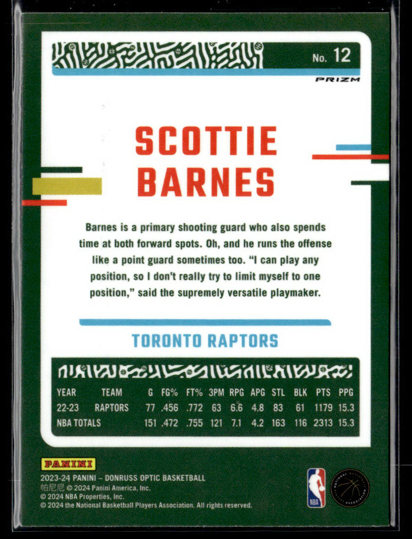 2023-24 Donruss Optic #12 Scottie Barnes Hyper Pink  Krazy King Collectibles LLC   