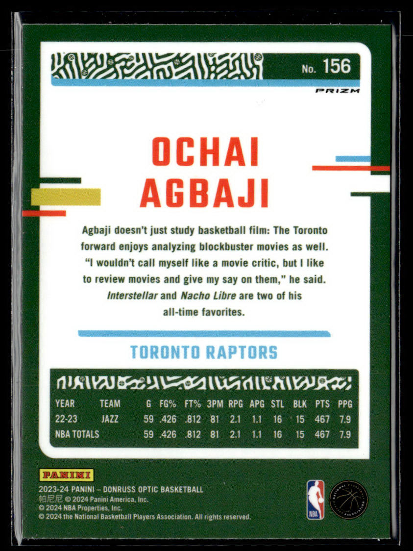 2023-24 Donruss Optic #156 Ochai Agbaji Hyper Pink  Krazy King Collectibles LLC   