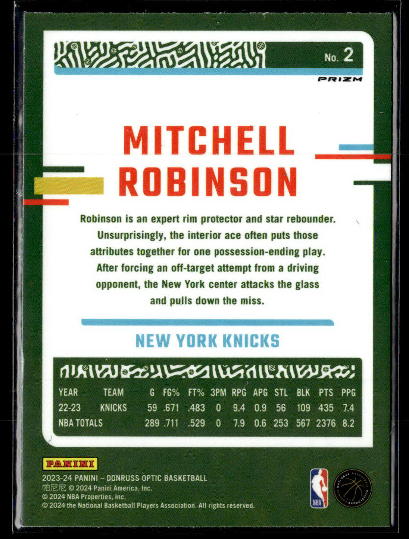 2023-24 Donruss Optic #2 Mitchell Robinson Blue Velocity  Krazy King Collectibles LLC   