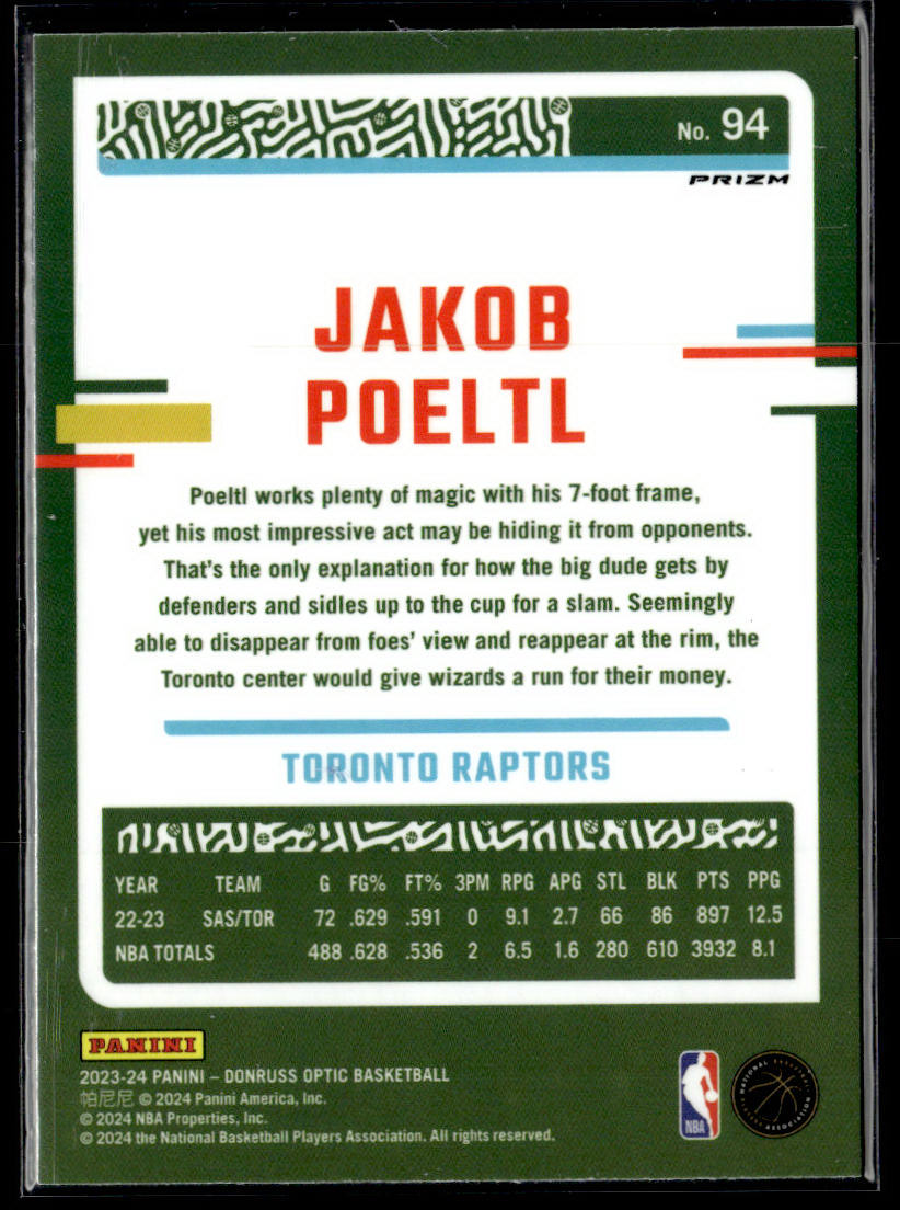 2023-24 Donruss Optic #94 Jakob Poeltl Blue Velocity  Krazy King Collectibles LLC   